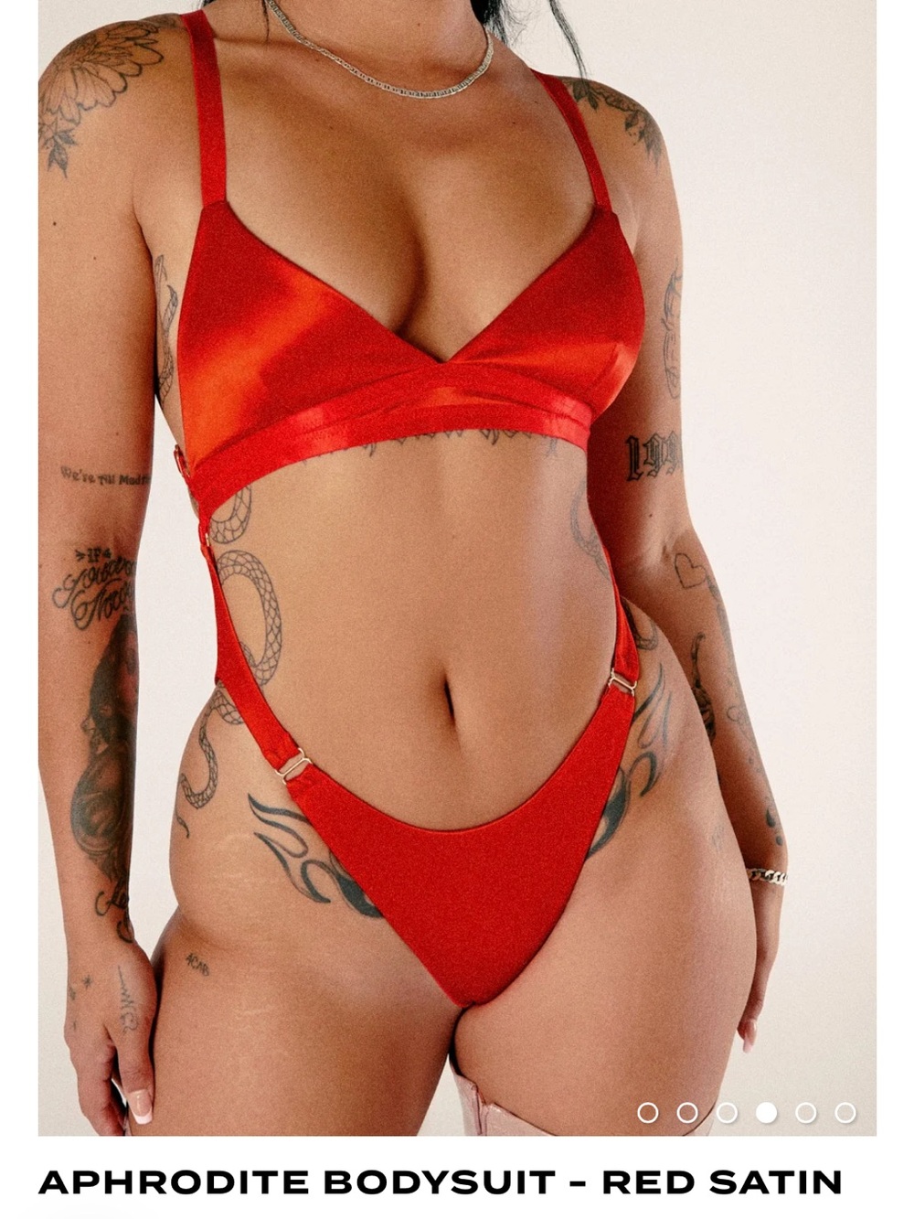 CXIX Aphrodite Satin Bodysuit - Red satin